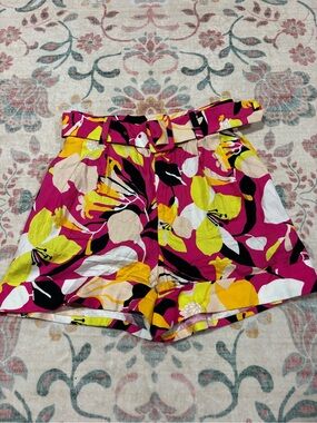 Ted Baker High-Waist Floral Paperbag Shorts with belt
